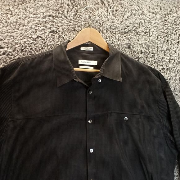 Calvin Klein Shirt Men XXL 2XL Gray Plaid Slim Fit Casual Button Down Collar - Picture 2 of 8